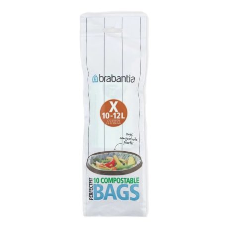 Brabantia PerfectFit Compostable 100%-ban lebomló szemeteszsák, X méret, 10-12L, 10 db/tek