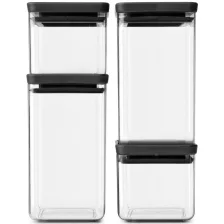   Brabantia 4db-os tárolóedény készlet - sötétszürke 2x1,6L + 2x0,7L
