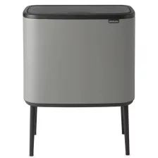   Brabantia Bo Touch Bin nyomófedeles szemetes lábakkal - betonszürke ásványi textúra 36L