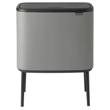   Brabantia Bo Touch Bin nyomófedeles szelektív szemetes lábakkal - betonszürke ásványi textúra 3x11L