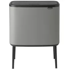   Brabantia Bo Touch Bin nyomófedeles szelektív szemetes lábakkal - betonszürke ásványi textúra 11+23L