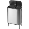 Brabantia Bo Touch Bin Hi XXL acél nyomófedeles szelektív szemetes magasított, lábakkal - rozsdamentes acél, selyem ujjlenyomatmentes 2x30L