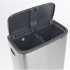 Brabantia Bo Touch Bin Hi XXL acél nyomófedeles szelektív szemetes magasított, lábakkal - rozsdamentes acél, selyem ujjlenyomatmentes 2x30L