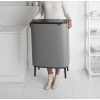 Brabantia Bo Touch Bin Hi XXL acél nyomófedeles szelektív szemetes magasított, lábakkal - betonszürke ásványi textúra 2x30L