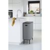 Brabantia Bo Touch Bin Hi XXL acél nyomófedeles szelektív szemetes magasított, lábakkal - betonszürke ásványi textúra 2x30L