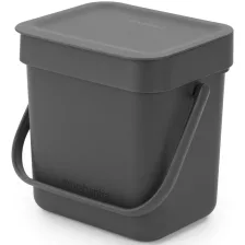   Brabantia Sort & Go szemetes felnyitható fedéllel, fogantyúval - sötét szürke 3L