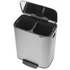 Brabantia Bo Pedal Bin acél pedálos szelektív szemetes - rozsdamentes acél, selyem ujjlenyomatmentes 2x30L