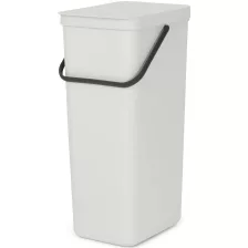   Brabantia Sort & Go szemetes felnyitható fedéllel, fogantyúval - világos szürke 40L