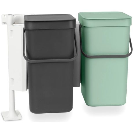 Brabantia Sort & Go Built in Bin beépített szemetes, ajtóra szerelhető - sötét szürke és jáde zöld 2x12L