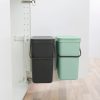 Brabantia Sort & Go Built in Bin beépített szemetes, ajtóra szerelhető - sötét szürke és jáde zöld 2x12L