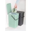 Brabantia Sort & Go Built in Bin beépített szemetes, ajtóra szerelhető - sötét szürke és jáde zöld 2x16L