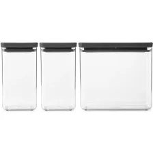   Brabantia 3db-os tárolóedény készlet - sötétszürke 2x1,6L + 3,5L