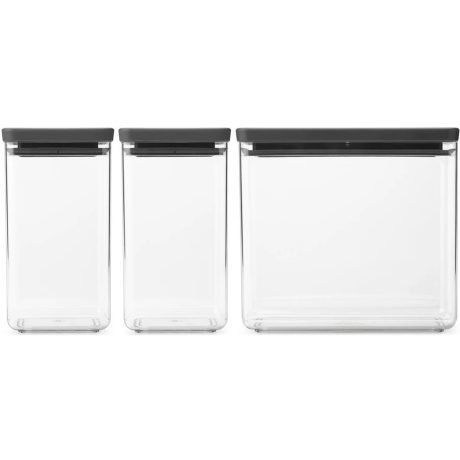 Brabantia 3db-os tárolóedény készlet - sötétszürke 2x1,6L + 3,5L