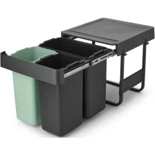   Brabantia Sort & Go Built in Bin beépített szemetes - sötét szürke és jáde zöld 10+10+20L