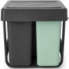 Brabantia Sort & Go Built in Bin beépített szemetes, kihúzható - sötét szürke és jáde zöld 10+10+20L