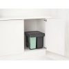 Brabantia Sort & Go Built in Bin beépített szemetes, kihúzható - sötét szürke és jáde zöld 10+10+20L