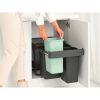 Brabantia Sort & Go Built in Bin beépített szemetes, kihúzható - sötét szürke és jáde zöld 10+10+20L