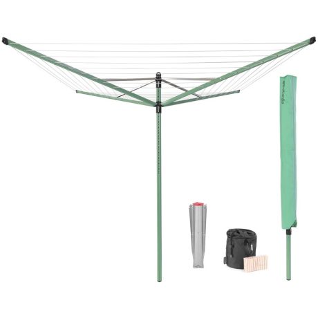 Brabantia Lift-O-Matic kültéri forgatható, állítható ruhaszárító állvány kiegészítőkkel - földbe szúrható, levélzöld 50m