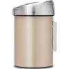 Brabantia Touch Bin acél fali/álló nyomófedeles szemetes - aranyfényű test, rozsdamentes acél selyem fedő 3L