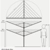 Brabantia Lift-O-Matic kültéri forgatható, állítható ruhaszárító állvány kiegészítőkkel - földbe szúrható, szürke 50m
