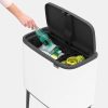 Brabantia Bo Touch Bin acél nyomófedeles szelektív szemetes lábakkal - fehér 11+23L