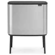   Brabantia Bo Touch Bin nyomófedeles szemetes lábakkal - rozsdamentes acél, selyem ujjlenyomatmentes 36L