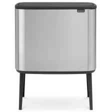   Brabantia Bo Touch Bin nyomófedeles szelektív szemetes lábakkal - rozsdamentes acél, selyem ujjlenyomatmentes 3x11L