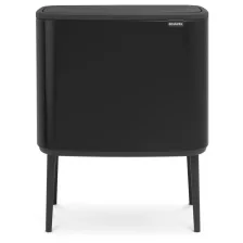   Brabantia Bo Touch Bin nyomófedeles szelektív szemetes lábakkal - matt fekete 11+23L