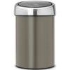 Brabantia Touch Bin acél fali/álló nyomófedeles szemetes - platinaszürke test, rozsdamentes acél selyem fedő 3L