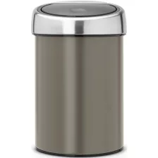   Brabantia Touch Bin fali/álló nyomófedeles szemetes - platinaszürke test, rozsdamentes acél selyem fedő 3L