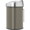 Brabantia Touch Bin acél fali/álló nyomófedeles szemetes - platinaszürke test, rozsdamentes acél selyem fedő 3L