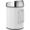 Brabantia Touch Bin acél fali/álló nyomófedeles szemetes - fehér test, rozsdamentes acél fényes fedő 3L