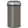 Brabantia Touch Bin New XXL acél nyomófedeles szemetes - platinaszürke test, selyem ujjlenyomatmentes fedő 60L