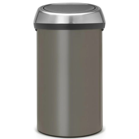 Brabantia Touch Bin New XXL acél nyomófedeles szemetes - platinaszürke test, selyem ujjlenyomatmentes fedő 60L