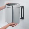 Brabantia Touch Bin fali/álló nyomófedeles szemetes - rozsdamentes acél, fényes 10L