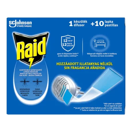Raid elektromos lapkás szúnyogirtó készülék + 10db utántöltő