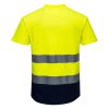 Portwest C395 Hi-Vis kéttónusú szellőző póló sárga-tengerészkék
