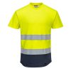 Portwest C395 Hi-Vis kéttónusú szellőző póló sárga-tengerészkék