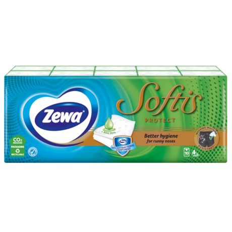 Zewa Softis Protect papírzsebkendő - 4 rétegű 10x9 db