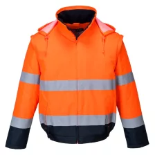   Portwest C464 Essential Lite Hi-Vis 2 az 1-ben bomber kabát narancs-tengerészkék