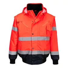   Portwest C465 Hi-Vis 3 az 1-ben bomber dzseki piros-tengerészkék