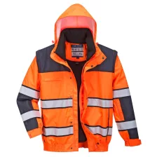   Portwest C466 Hi-Vis 3 az 1-ben Classic bomber dzseki narancs-fekete