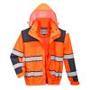 Portwest C466 Hi-Vis 3 az 1-ben Classic bomber dzseki narancs-fekete