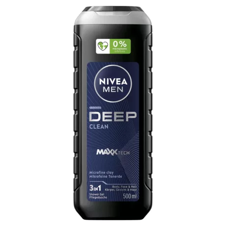 Nivea Men 3in1 férfi tusfürdő Deep Clean 500ml