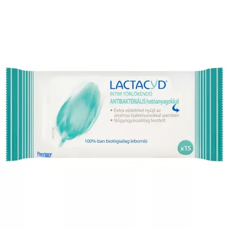 Lactacyd antibakteriális intim törlőkendő 15db
