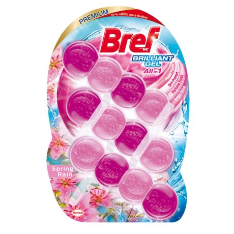 Bref Brilliant Gel WC frissítő Spring Rain 3x42g