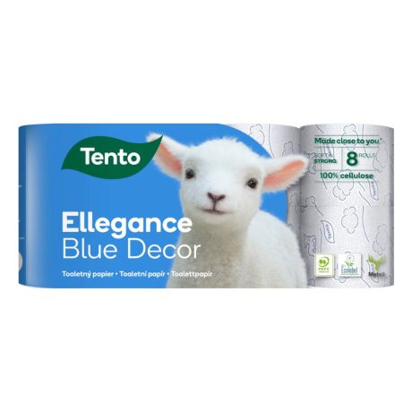 Tento Ellegance Blue Decor WC papír - 3 rétegű, 8 tekercs