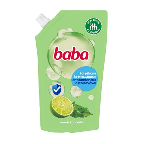Baba antibakteriális folyékony krémszappan utántöltő Lime és Koriander 500ml