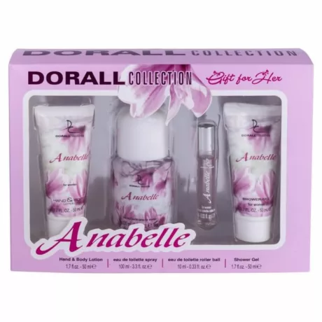 Dorall Collection Anabelle női ajándékcsomag EDT + golyós EDT + tusfürdő + kéz- és testápoló
