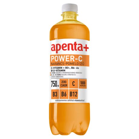Apenta+ Power-C Narancs-pomelo ízű energiamentes szénsavmentes üdítőital 750ml